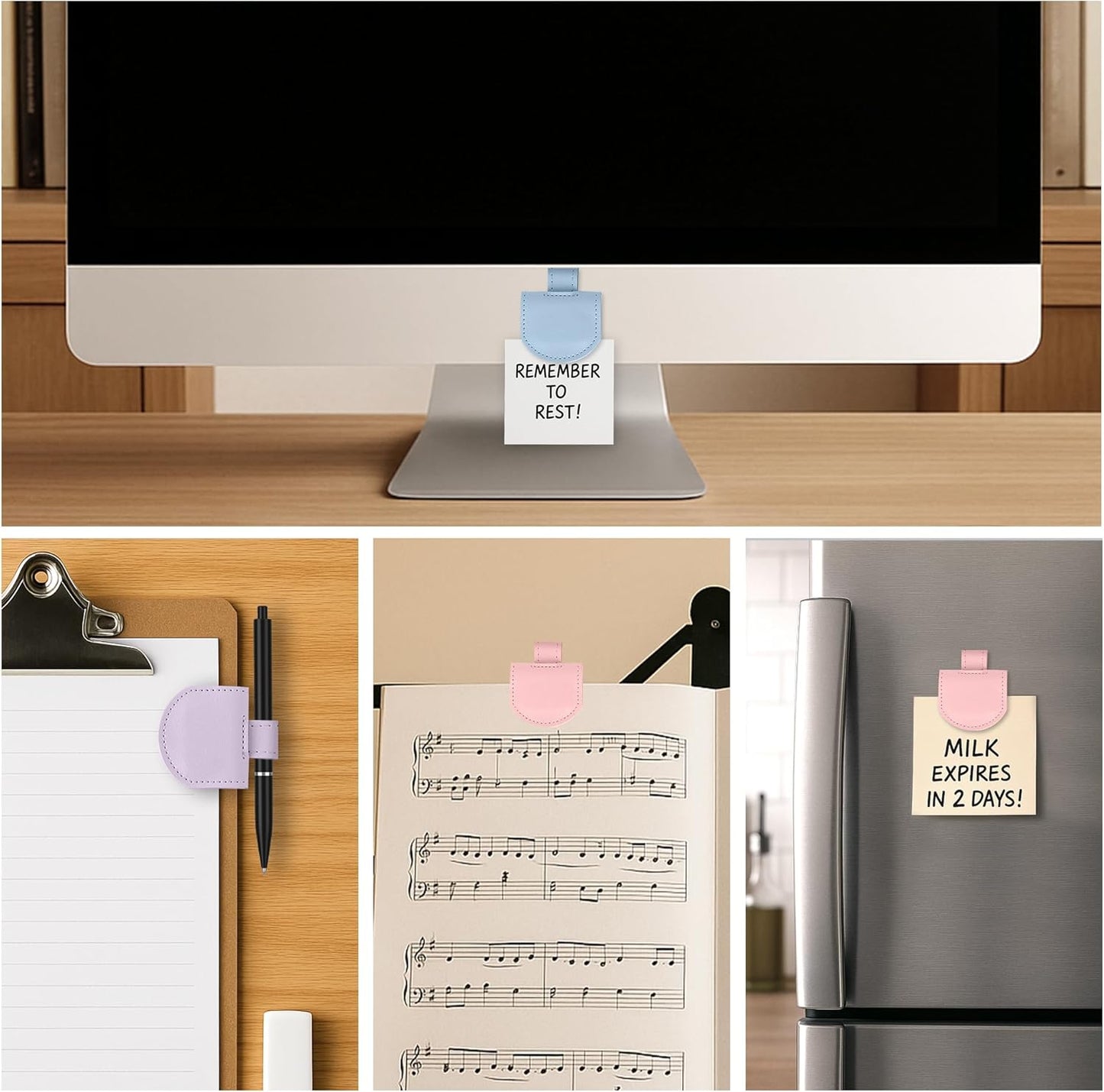 Magnetic Pen Loop Holder, Pencil Holder for Notebooks, Journals, Calendars, PU Leather 3 Pack