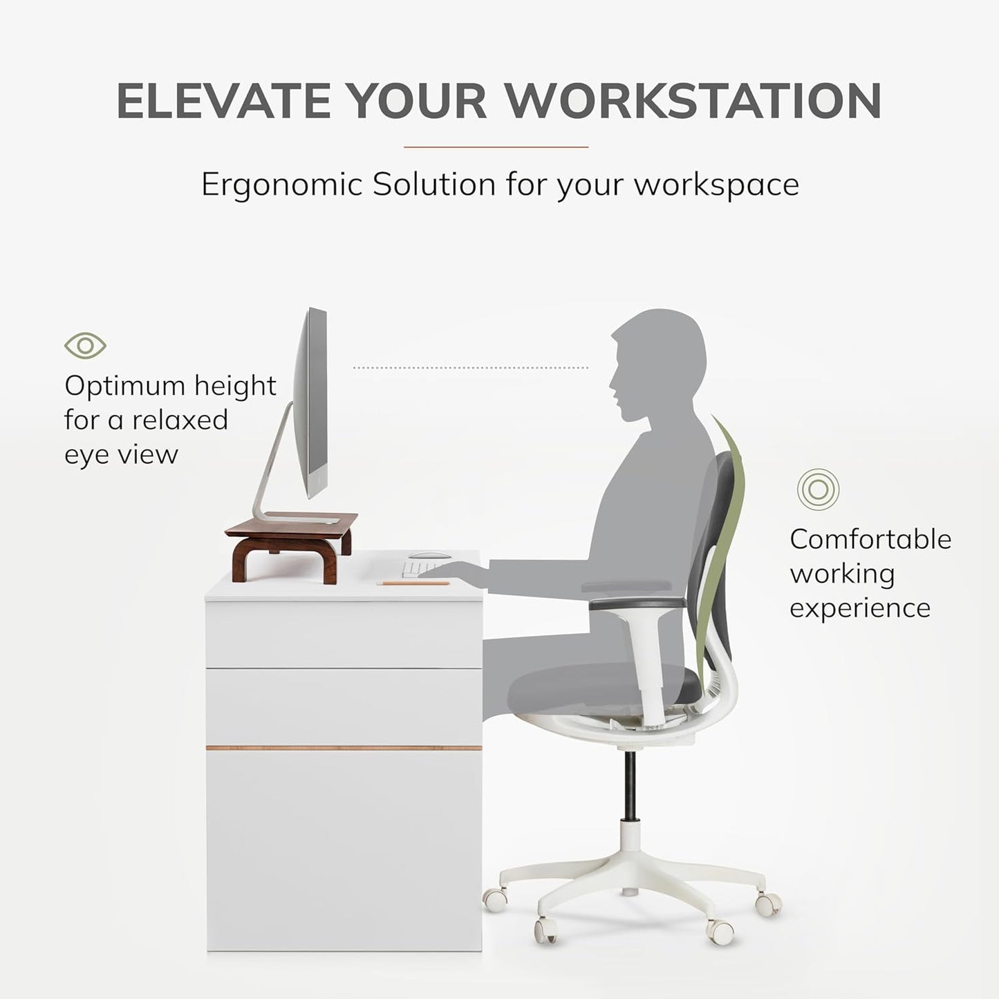 Anji Mountain Monitor Stand - Desktop Organizer & Laptop Riser, Ergonomic Monitor Riser, Space-Saving Monitor Stand for Desk, Durable Construction, Easy Assembly, Ideal for Home & Office,Black