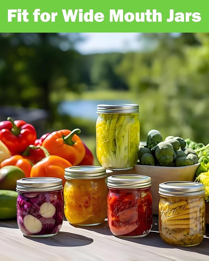 Fermentation Kit for Wide Mouth Mason Jar with 4 Glass Fermentation Weights,4 Fermenting Lids,4 Airlocks,5 Silicone Rings & 5 Silicone Grommet for Sauerkraut and Vegetables (Jar Not Included)