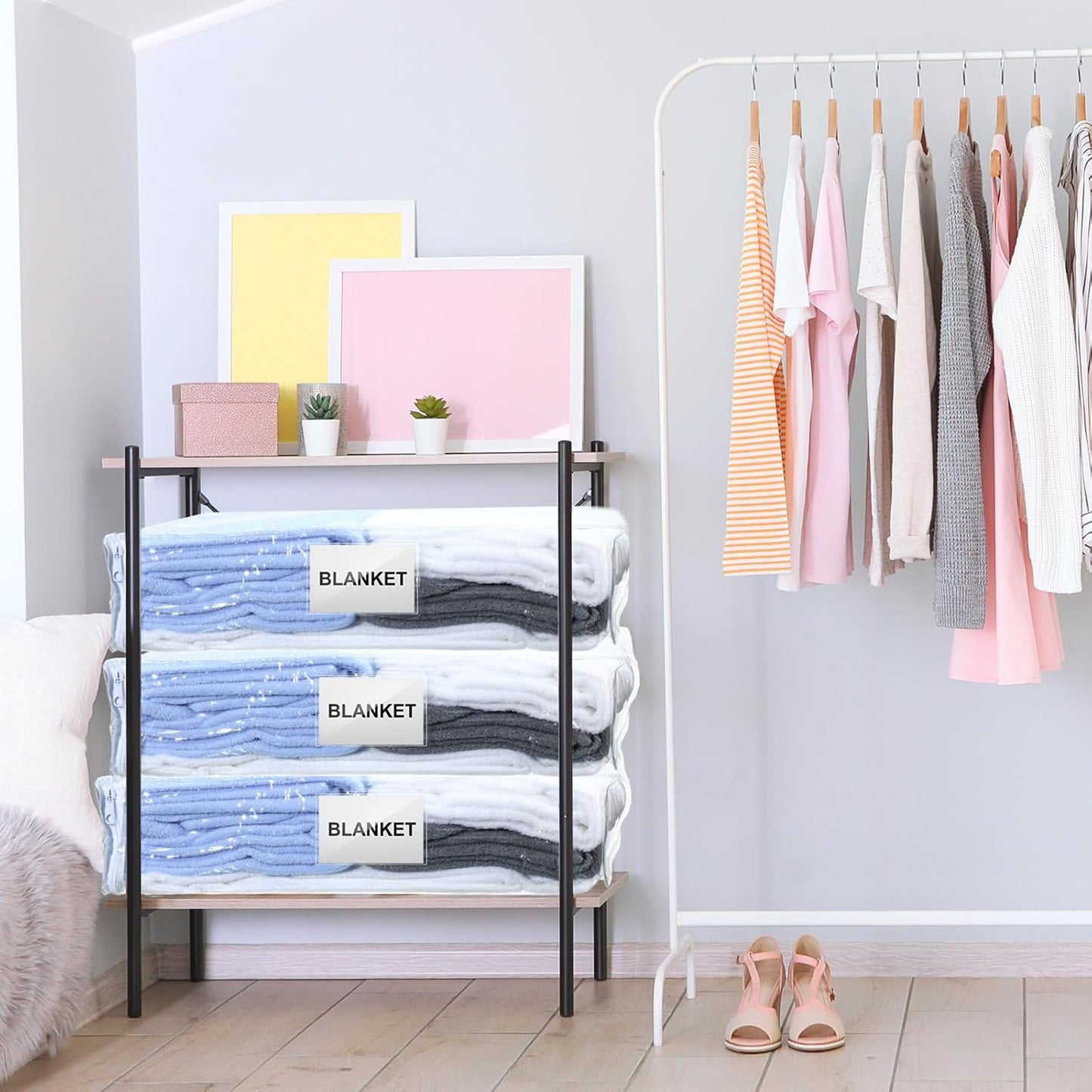 Kenning Set of 20 Clear Vinyl Zippered Storage Bags for Sheet Organizer Plastic Sweater Bags with Handle Pocket for Bed Blanket Throw Pillow Toys(White,18 x 15 x 4 Inch)