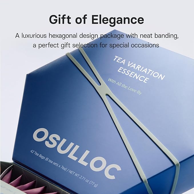 OSULLOC TEA VARIATION ESSENCE (42 Count, 6 Types x 7 ea), Christmas gift guide, Premium Tea Gift Set, Special Thank You Card attached