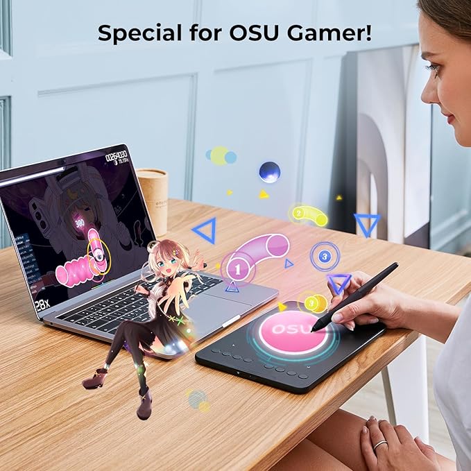 XPPen Updated Deco Mini7 V2 Drawing Tablet-16384 Levels of Pressure Battery-Free Stylus, 7 x 4 OSU Drawing Pad, 8 Hotkeys for Digital Art, Teaching, Gaming Graphic Tablet for Chrome, PC, Mac, Android