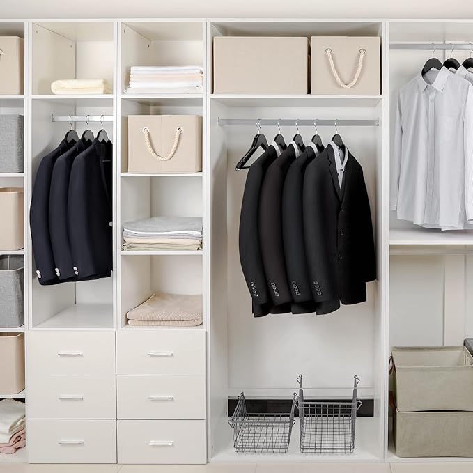 TOPIA HANGER Wooden Hangers 20 Pack, Black Wood Coat Hangers for Closet with Non-Slip Pants Bar, 360° Swivel Hook and Shoulder Notches for Camisole, Suit, Jacket, Pants-CT34B20