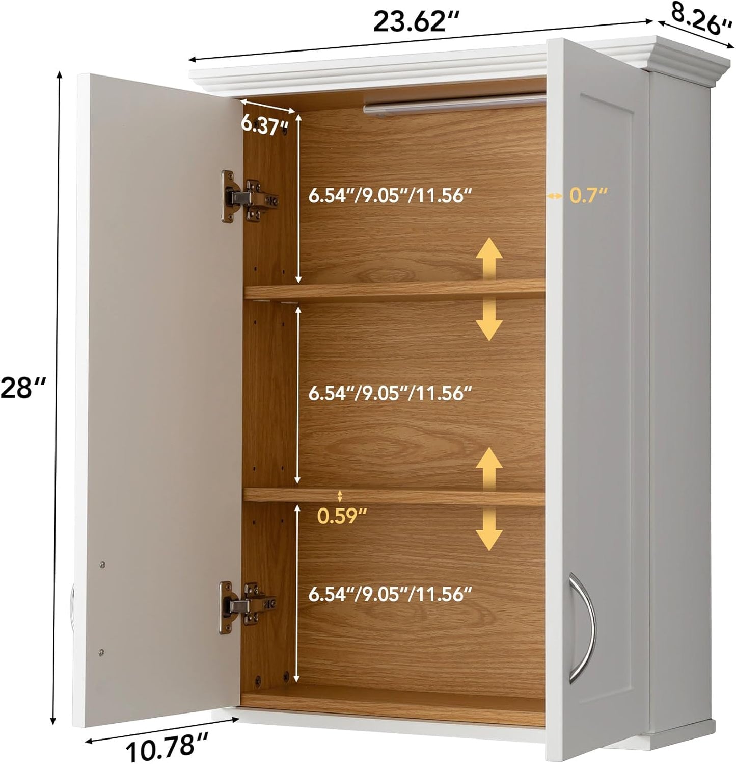 Medicine Cabinet -Bathroom Cabinet Wall Mount with DIY Lighting Unique Top and Dual-Tone Design, Over The Toilet Saver Storage Cabinets