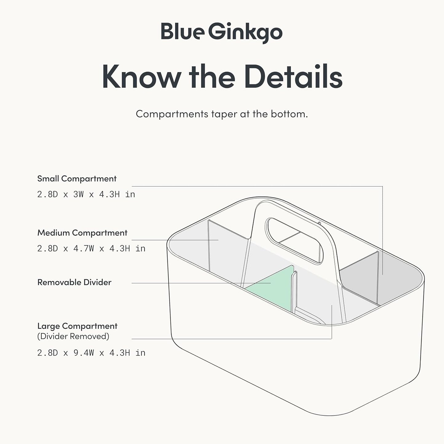 BLUE GINKGO Stackable Organizer Caddy – Korean-Made Portable Tote for Bathroom, Office, Crafts, or School Supplies (Rectangle, Green)