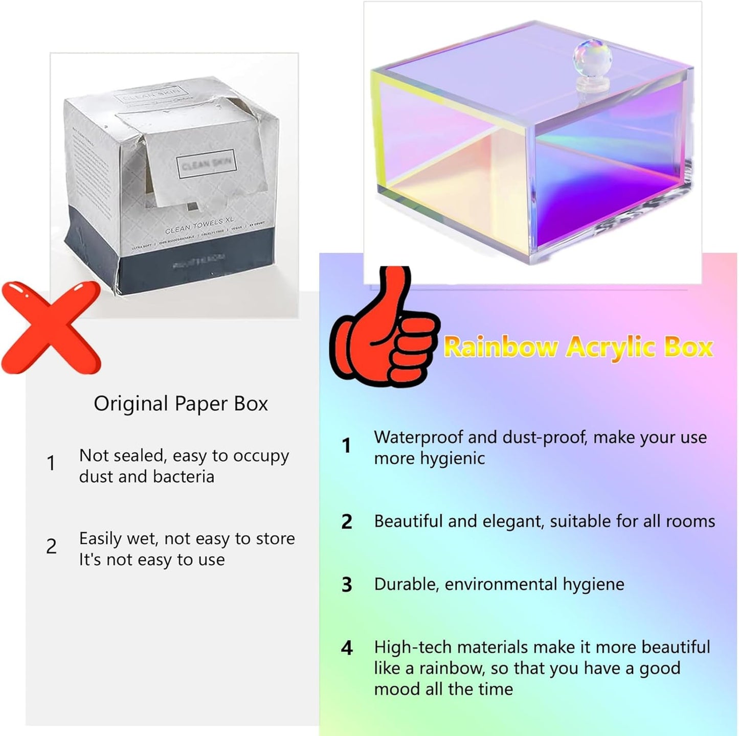 Acrylic Display Box Clear Boxes with Hinged Lid Small Lucite Rainbow Box for Gifts, Weddings, Party Favors, Treats, Candies & Accessories Storage