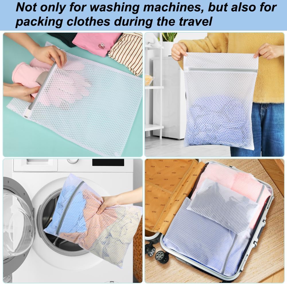 Vivifying 3Pcs Mesh Laundry Bags for Delicates, Honeycomb Mesh Wash Bags with Zipper for Washing Machine, Shoes, Lingerie, Socks and Stuffed Toys (Medium, 12.5 x 16Inches)
