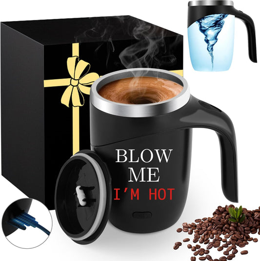 Magnetic Stirring Coffee Mug Stainless Insulated Cup White Elephant Adults Christmas Gag Funny Weird Novelty Useful Unique Men Who Have Everything Prank Good Hilarious Naughty Dirty Secret Santa Gifts