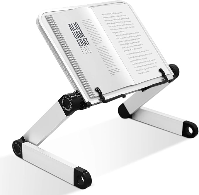 Book Stand Multifunctional Adjustable Laptop Stand Book Holder Tray with Clips Ergonomic Multi Heights Angles Adjustable Cooking Bookstand for Textbook Recipe Magazine Laptop Tablet Portable