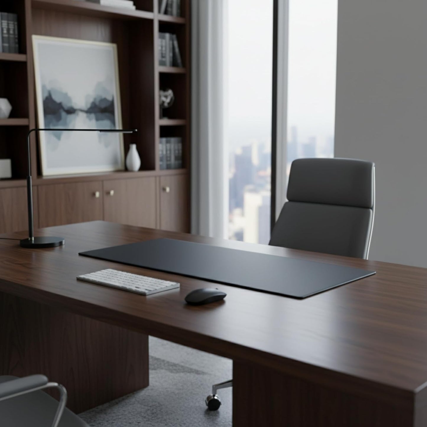 Dacasso Black Leather 30" x 12.5" Keyboard/Mouse Desk Mat