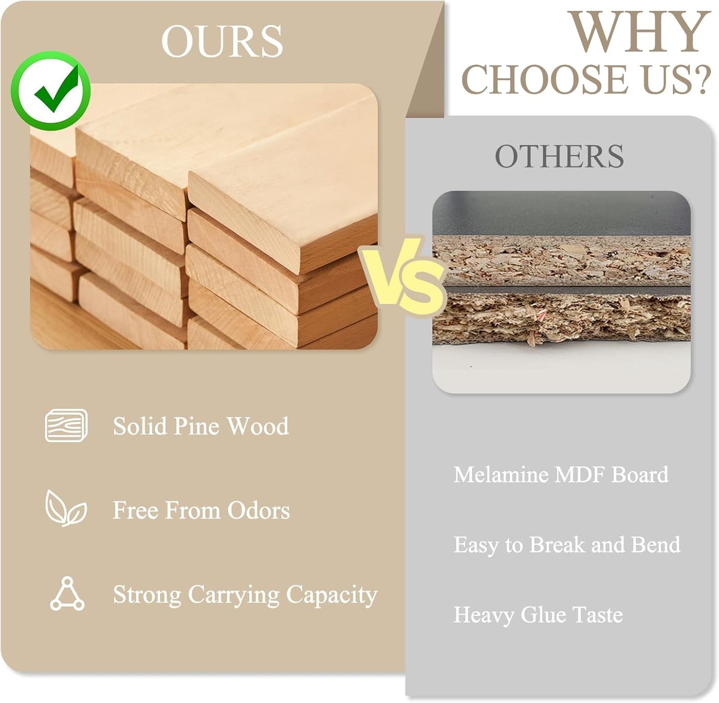 8 Cube Storage Organizer - Solid Wood Bookshelf with 4 Storage Bins, Cube Shelf with 2 Removable Back Panels, Vertical or Horizontal Bookcase, Open Book Shelf for Bedroom, Living Room, Office