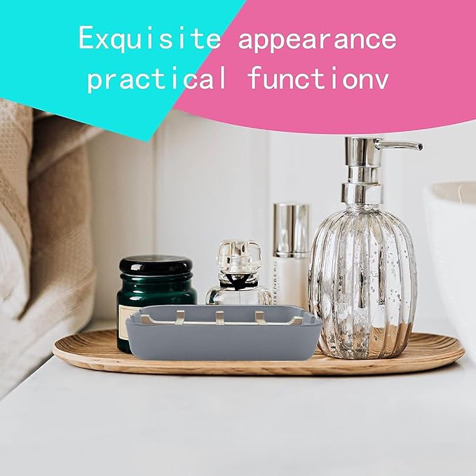 Aoheuo Modern Bamboo Fiber soap Holder and soap Dish Combination (Removable),5.12 Long by 3 Wide, 0.98 inches high, Used in Kitchens, bathrooms, and bar Sinks (Gray(2 Pack))