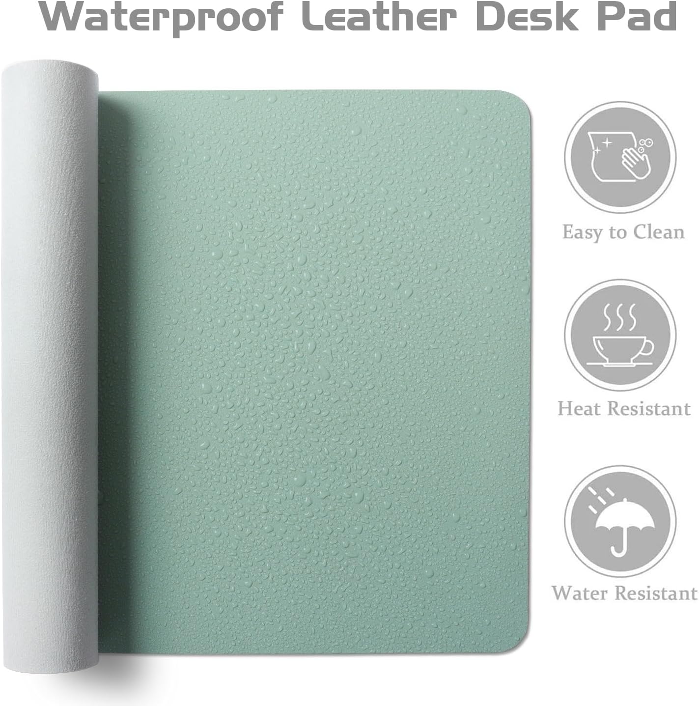 Aothia Leather Desk Pad Protector, Office Desk Mat, Large Mouse Pad, Laptop Desk Pad, Non-Slip PU Leather Desk Blotter, Waterproof Desk Writing Pad for Office and Home (Light Blue, 47" x 17")