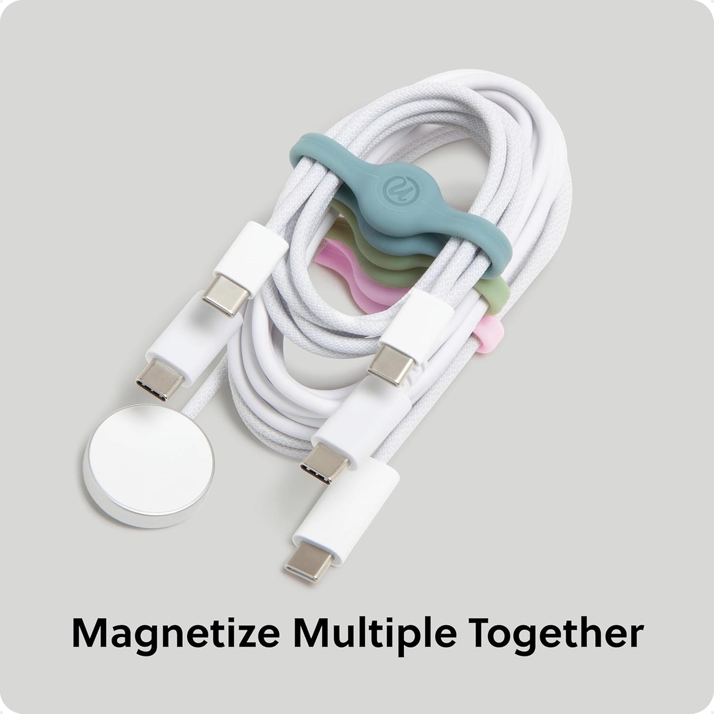 U Brands Magnetic Silicone Cord Organizer Cable Clips, Set of 6 Cable Ties, Cable Management, Office Desk Accessories, Office Supplies, Assorted Colors