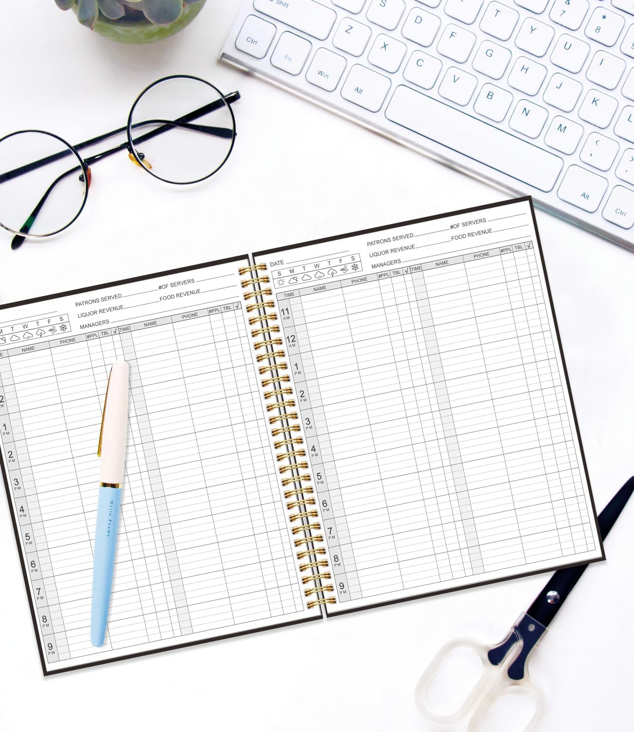 Reservation Book for Restaurant, Table Reservations, Spiral bound Restaurant Dinner Reservations 365 Days 384 Pages, 8.5” x 11'' Black