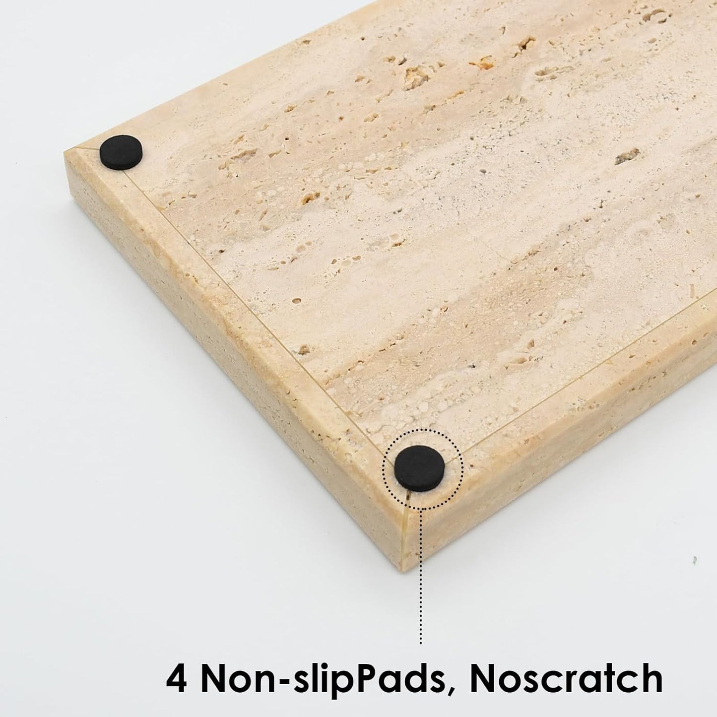 Real Natural Travertine Tray for Bathroom, Vanity, Kitchen and Desktop, Rectangle Genuine Travertine Stone Tray for Jewelry, Cosmetics, Candles, Lotion, Perfume and Home Decor