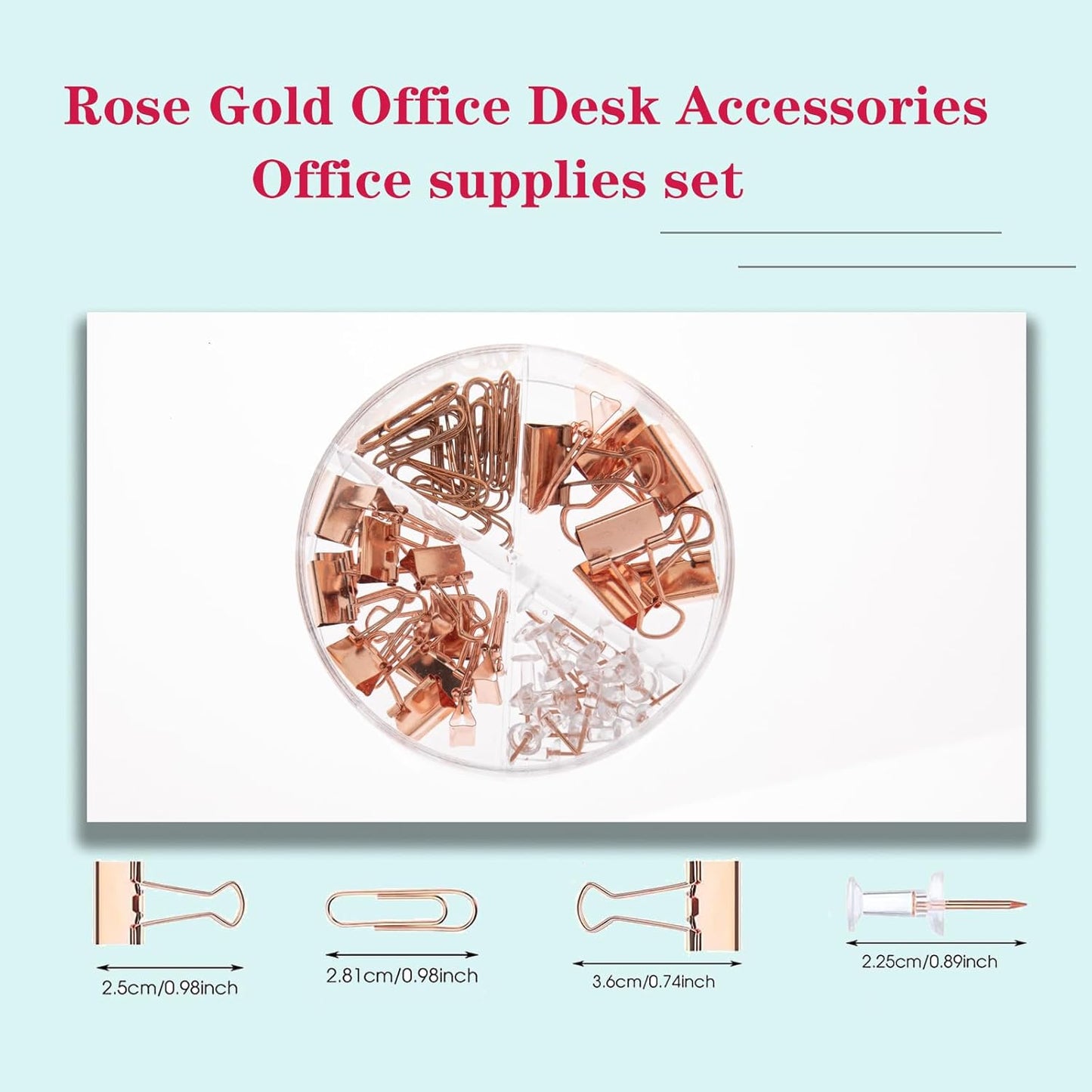 Hanging Rose Gold File Organizer, equipped with a 6-piece set of rose gold desktop accessories