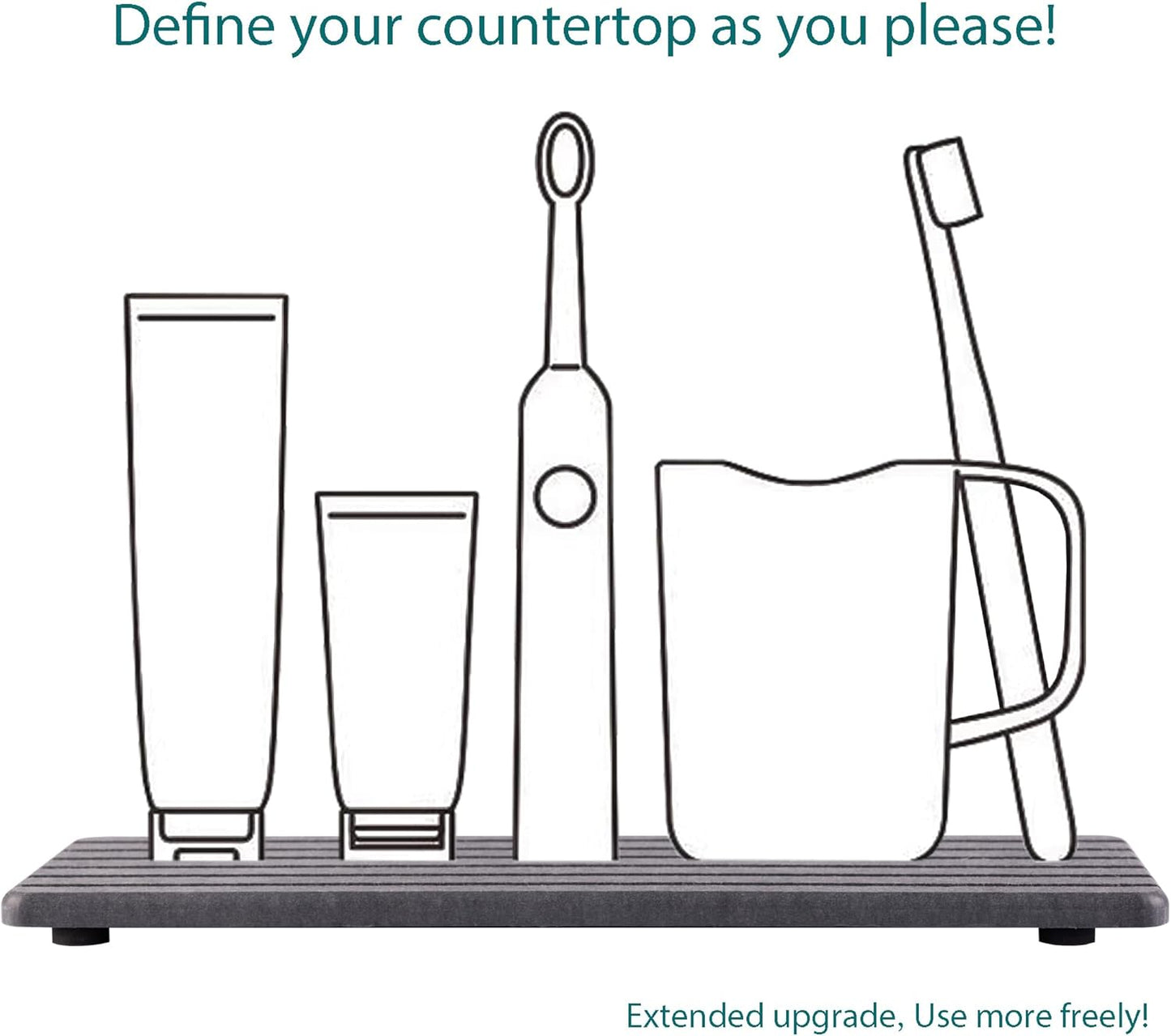 2 PCS Water Absorbent Diatomite Coasters (12.2" x 4"), Grooved Design, Water Absorbing Stone Used for Hand Soaps & Plants & toiletries in The Modern Home