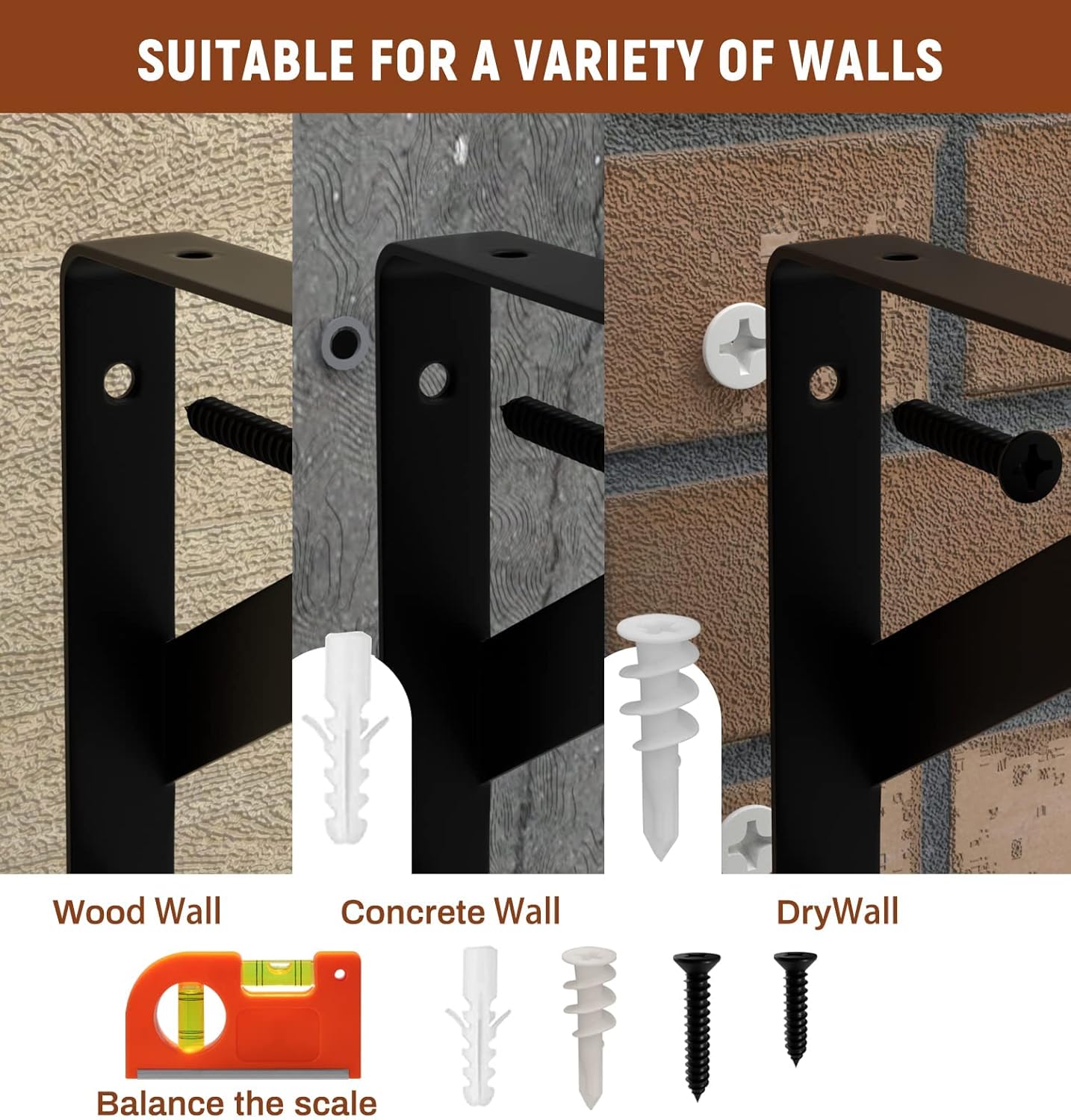 LEOPO Corner Floating Shelves Wall Mounted Set of 6, Corner Wall Shelves Rustic Wood Storage Display for Home Decor, Bedroom, Living Room, Kitchen, Office, Bathroom, Laundry Room, Reddish Brown