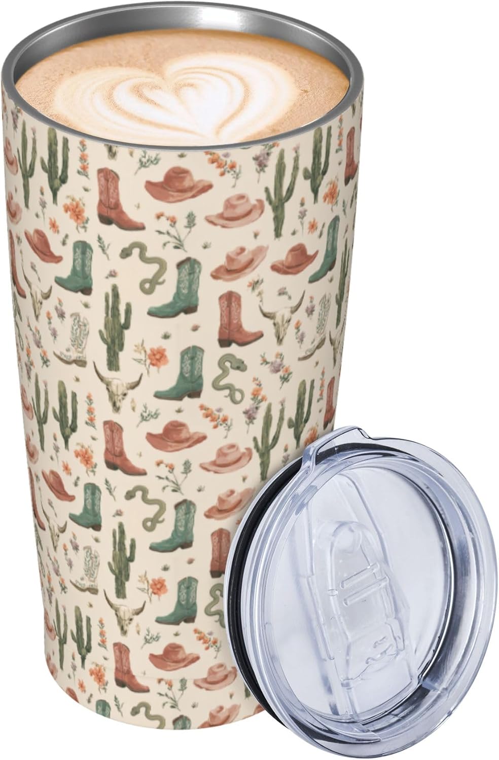 Western Cowgirl Tumbler with Lid and Straw 20oz Insulated Reusable Stainless Steel Travel Mug Double Wall Vacuum Coffee Cup for Hot Cold Drinks Leak-Proof Portable Cups for Women Men Gifts