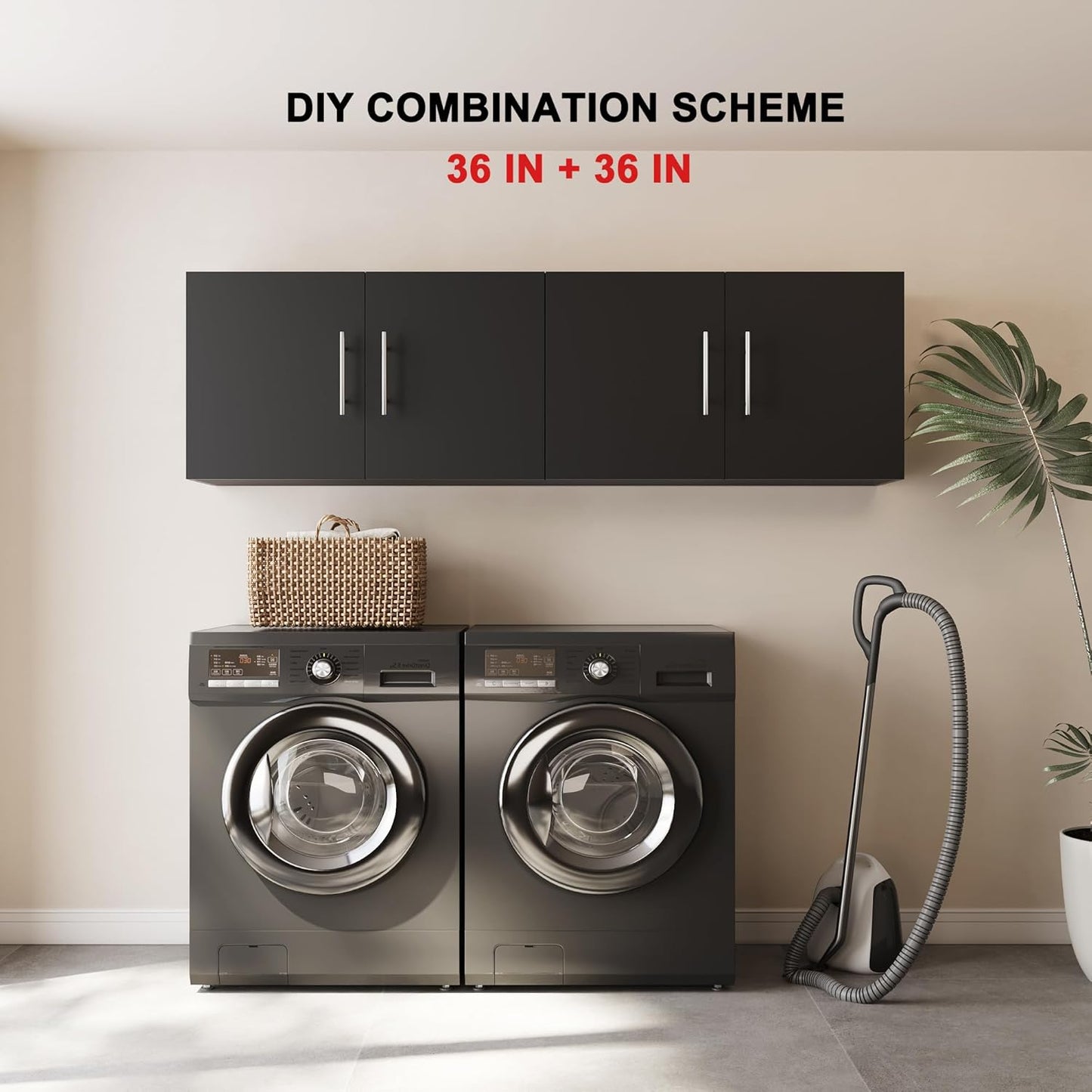 Wall Cabinet, 36" W x 12" D x 20" H Wooden Wall Mounted Storage Cabinet, Double Door Cabinet with Soft Close and Metal Handle and Adjustable Shelf, for Kitchen, Garage, Laundry, Bathroom, Black