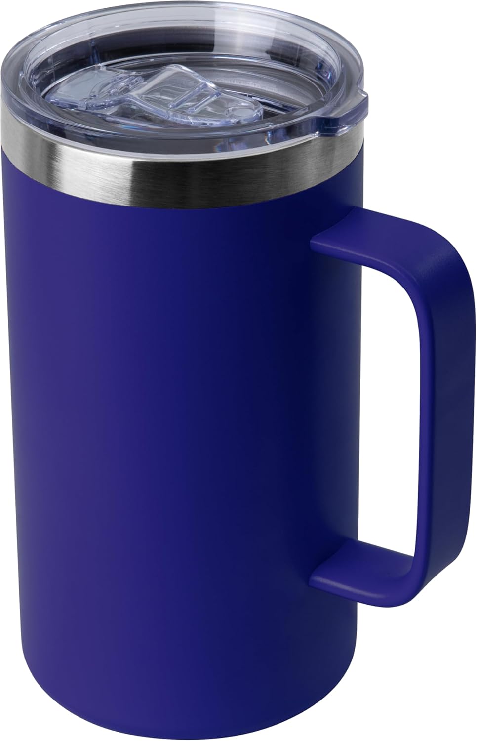 DOMICARE 24oz Mug with Handle and Lid, Stainless Steel Coffee Mug, Reusable Insulated Cup, Travel Mug with Handle, Double Wall Vacuum Coffee Tumbler for Men and Women, Dark Blue, Pack 1