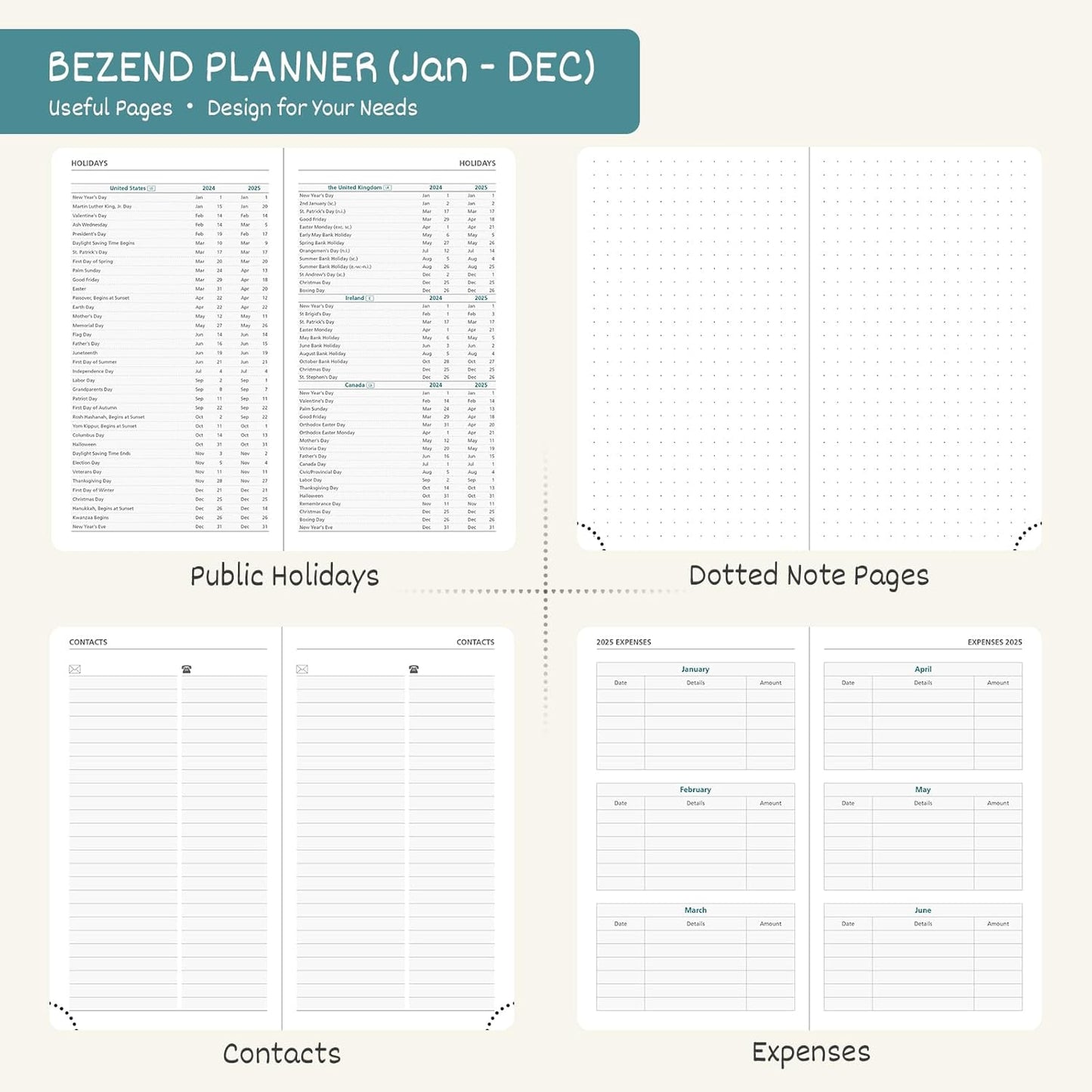BEZEND Pocket Calendar 2026 Weekly and Monthly (3.5" x 6") Small Daily Planner for Purse (Jan-Dec) with Notes & Expenses, Inner Pocket, Pen Holder, Vegan Leather Hardcover - Orange
