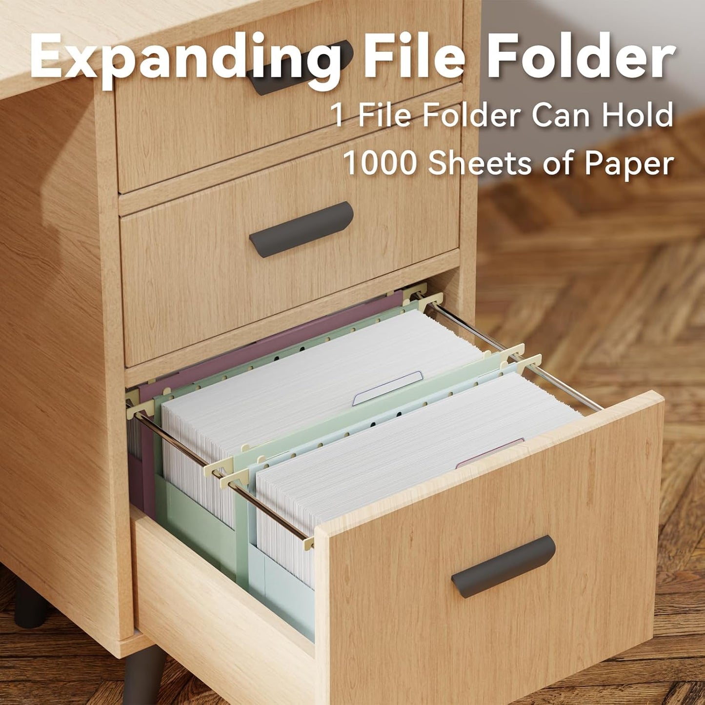 Ansook Plastic Letter Size Hanging File Folders,Heavy Duty 4" Large Capacity File Folder with Tabs,6 Pack Expanding File Cabinet Folders,Reinforced Accordion Hanging Folders for Office(Morandi Color)