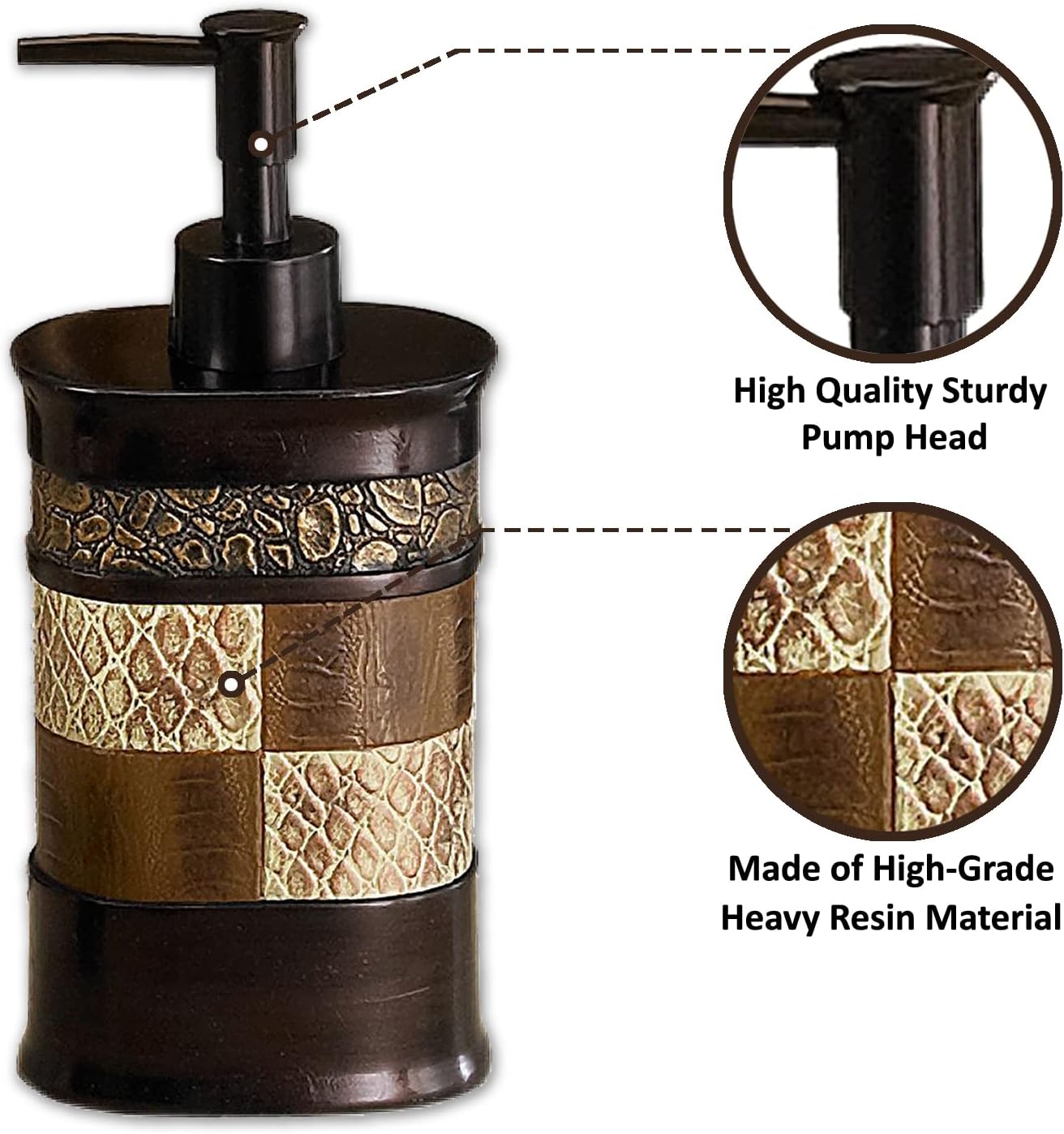 Zahari Home 4pc Zambia Stylish Bathroom Accessories Set Soap Pump, Tumbler, Tooth Brush Holder and Soap Dish Modern Classic Luxury Contemporary Decor Unique Design Animal Western Bath Set