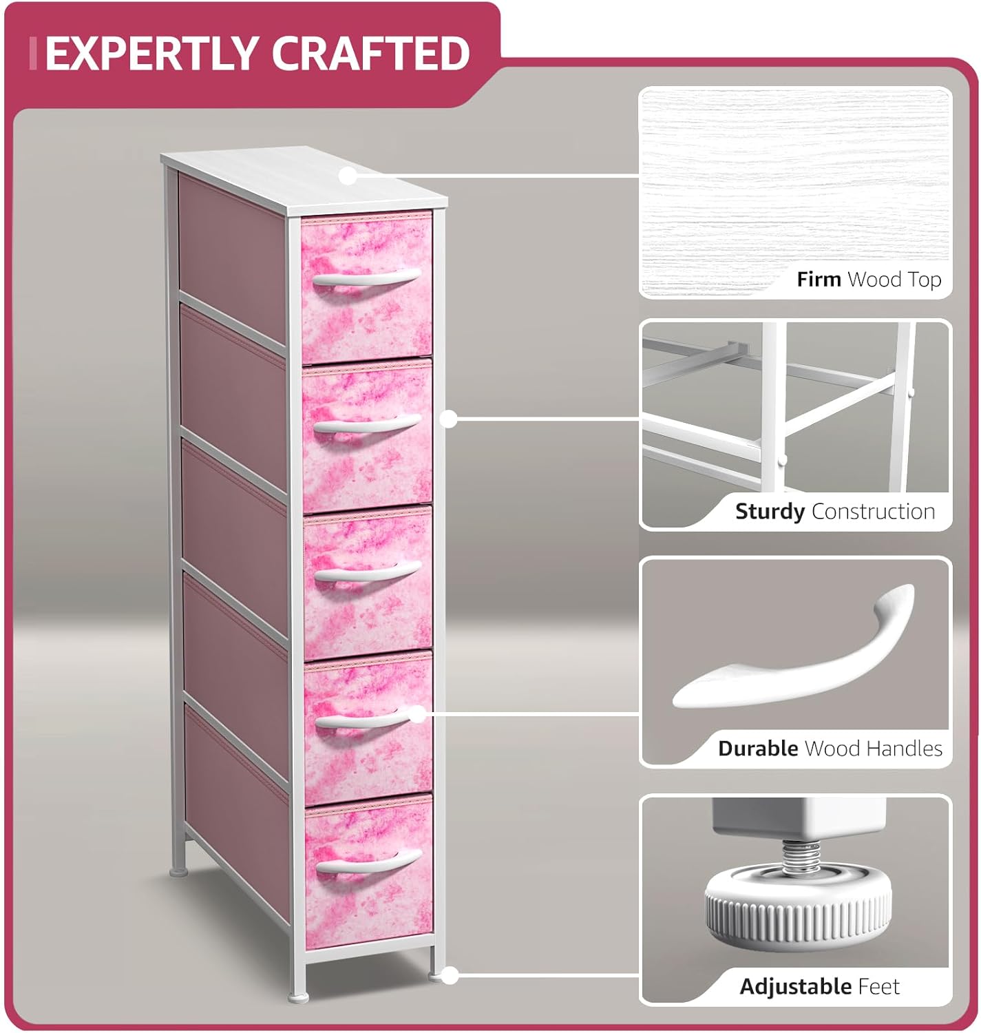 Sorbus Kids Dresser with 5 Drawers - Storage Unit Organizer Chest for Clothes - Bedroom, Kids Room, Nursery, & Closet