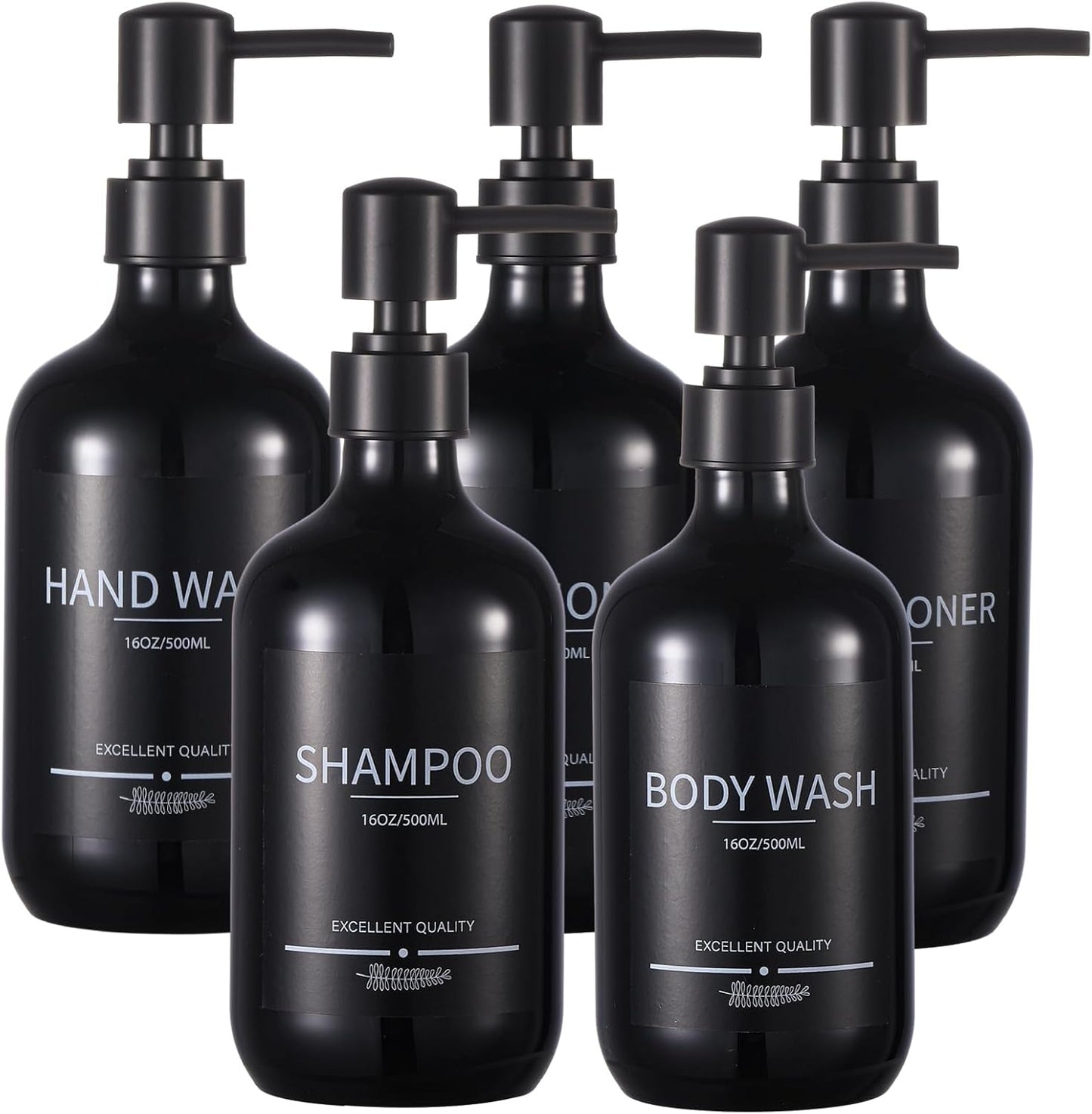 Shampoo and Conditioner Dispenser(5Pack)16.9oz Refillable Shampoo and Conditioner Bottles,Dispenser for Shower (Black)