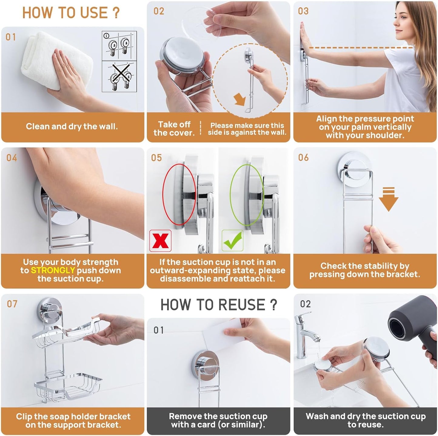 LEVERLOC Bar Soap Holder Dish Suction Cup Wall Mounted, Stainless Steel Double Layer Soap Saver for Shower Bathroom Bath Tub Kitchen Sink, Removable Waterproof, Keep Dry, Silver