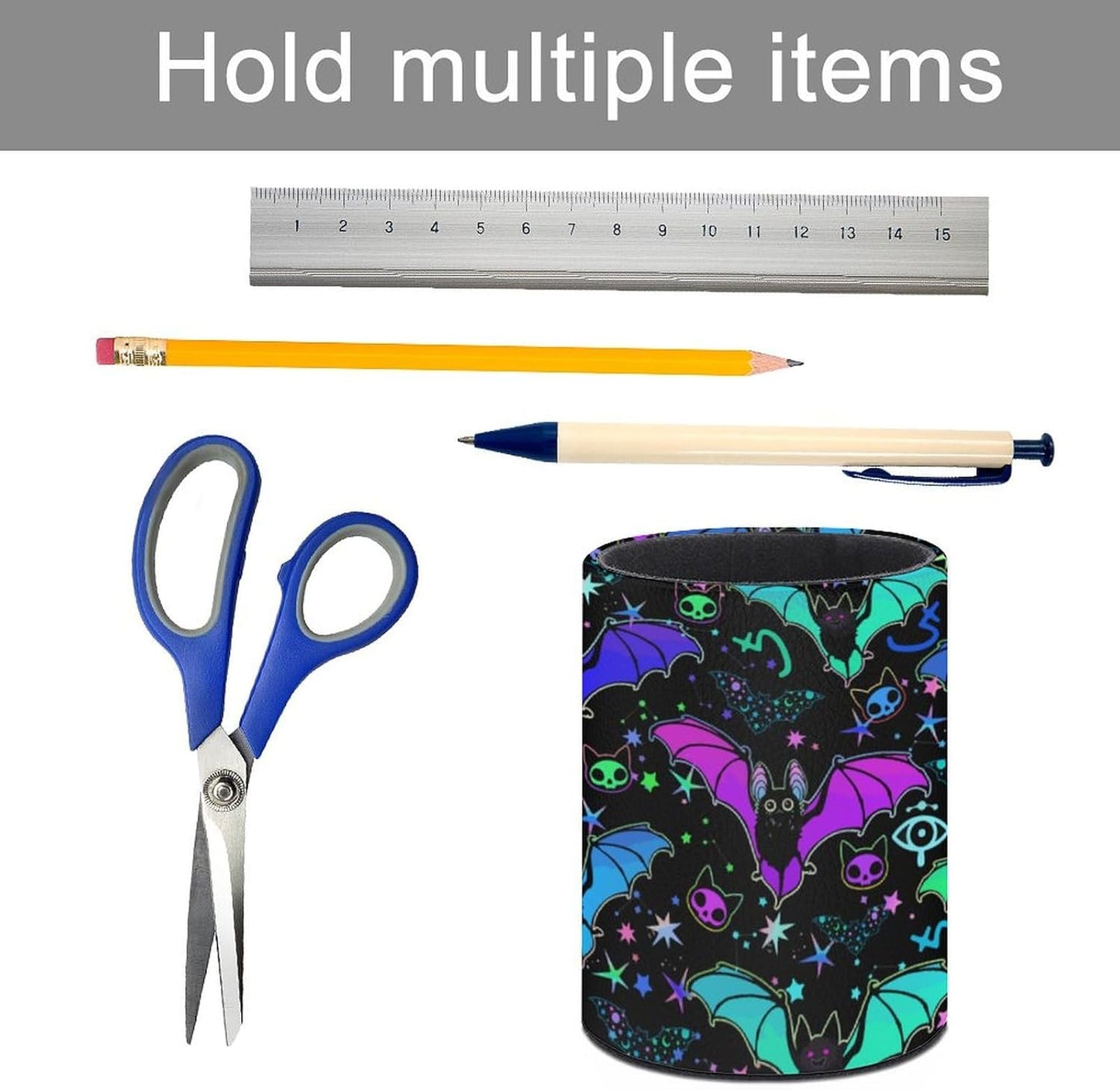 Magic Bat Pen Holder Pencil Organizer Cute Pencil Cup Desk Decor Makeup Brush Holder PU Multifunctional Office Suppliesfor Home Classroom School