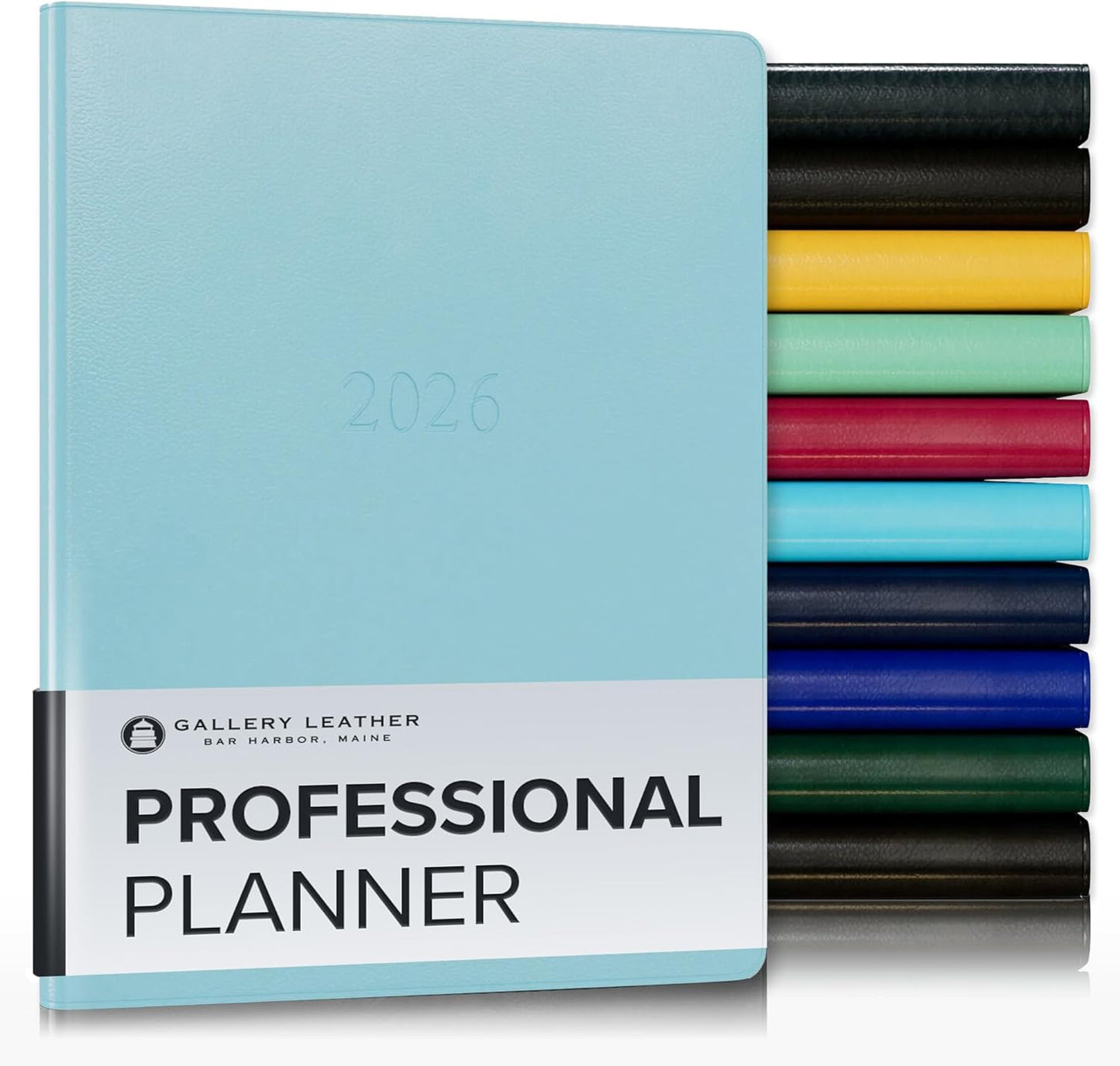 Gallery Leather Professional Weekly Monthly Planner 2026, Elegantly Bound Calendar Planner and Notebook with Stylish Gold-Gilded Page Edges, 12 Months - Caribbean Aqua - 9 x 7 "