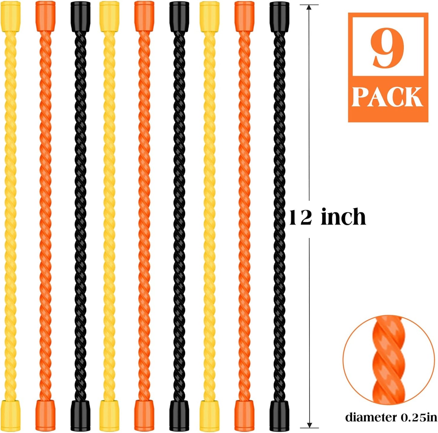 9 Pack 12-Inch Silicone Cable Ties - Reusable, Bendable Rubber Twist Ties to Organize & Bundle Cords, Wires (3 Colors)