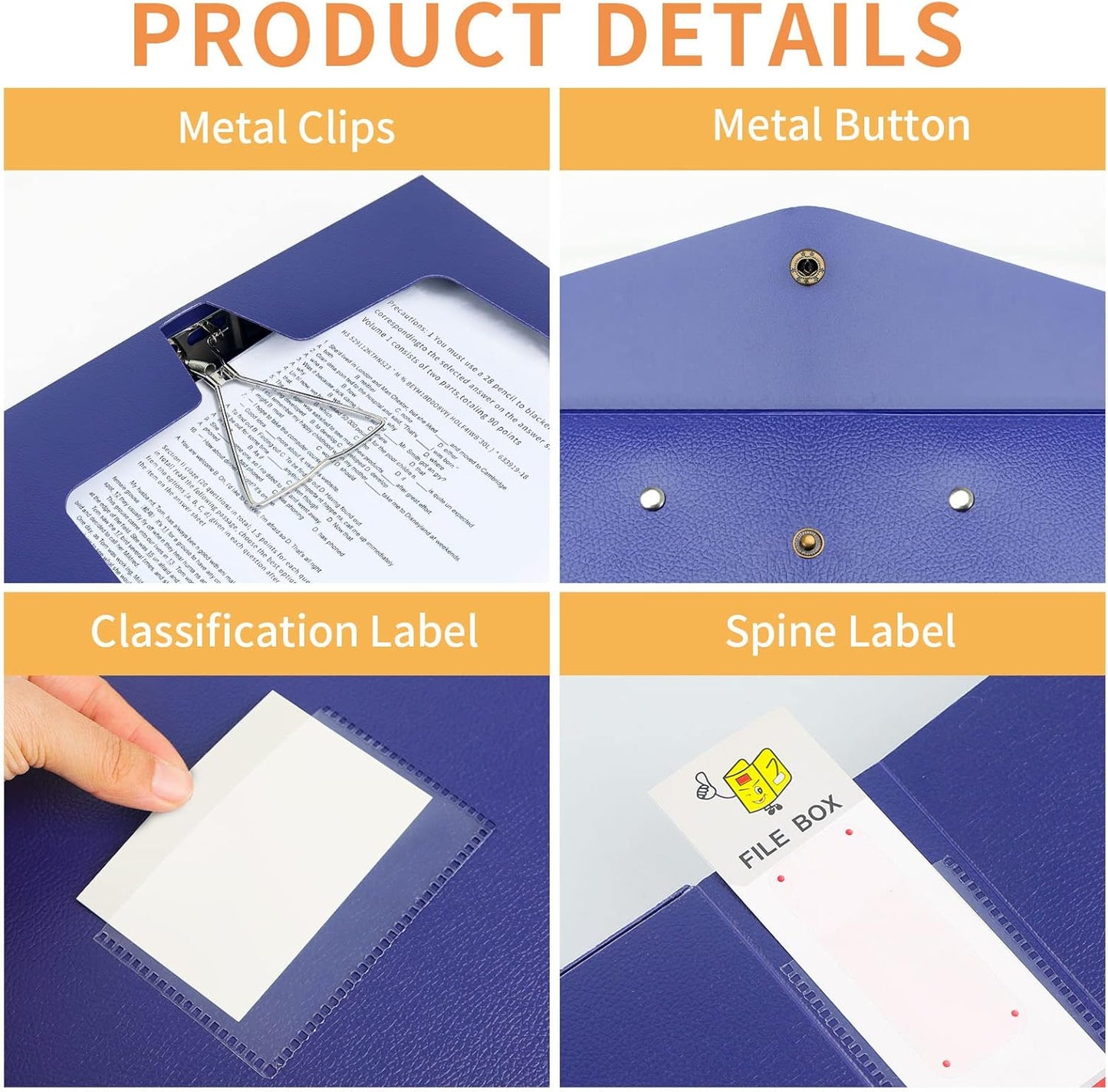 HUA JIE 2 Pack A4 Storage File Boxes Archives Case,65mm Spine,Box File Document Storage Box for Office School -Blue