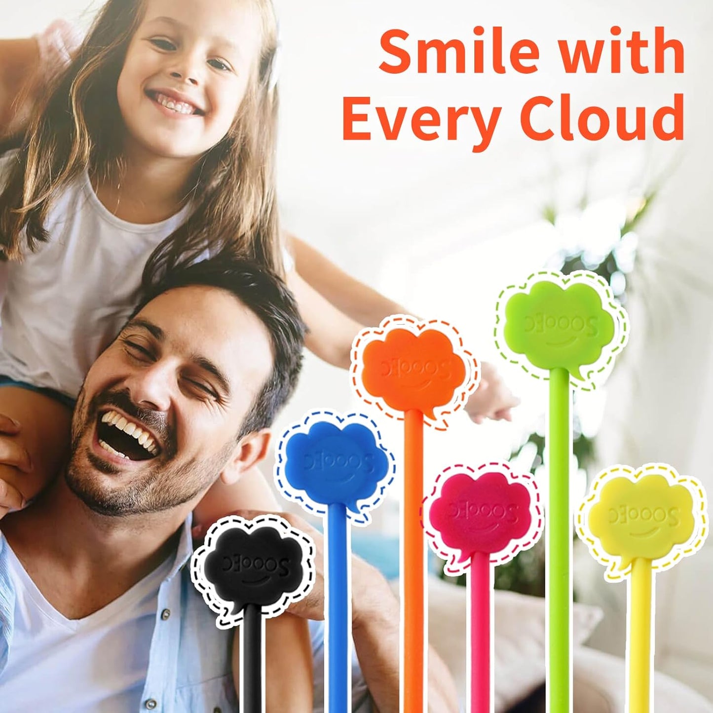 SOOOEC Magnetic Cable Ties, 24 Pack 7.2" Magnetic Cord Organizer Cute Cloud Design, Reusable Silicone Twist Ties with Strong Magnet for Bundling and Cable Management, Fridge Magnets, Assorted Colors.