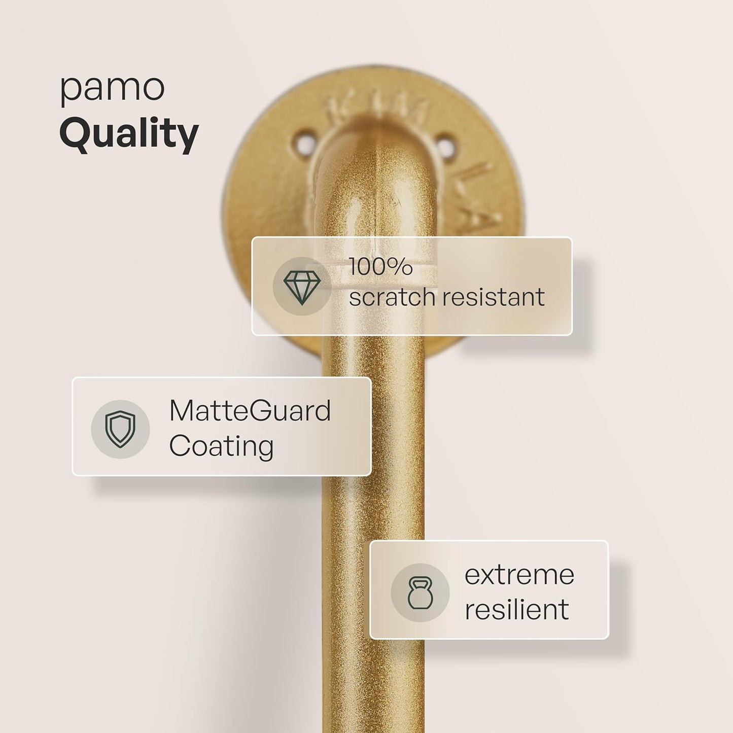 pamo Gold Clothing Rack – 59.84" W x 76.38" H – Industrial Pipe Metal Garment Organizer for Bedroom or Retail – Heavy-Duty Clothes Rack – Easy Assembly