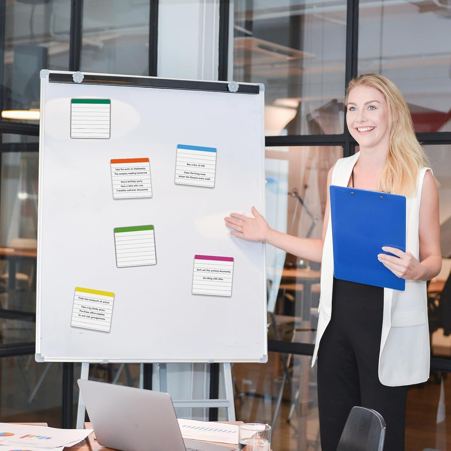 Ruled Lined Small Sticky Notes 3x3,Dry Erase Magnetic Sheets,18 Pieces,Work for Fine Tip Markers,Easy to Post On Fridge or Whiteboard