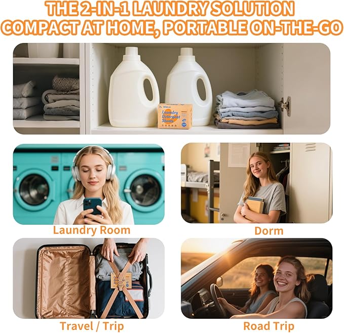 BellaLuce Laundry Detergent Sheets - 4 Scented 960 Loads Travel Laundry Sheets for Dorm,College,Home,Hotel,Apartment,Camping,Road Trip,Beach Vacation,Small Space,Family School Travel Essentials