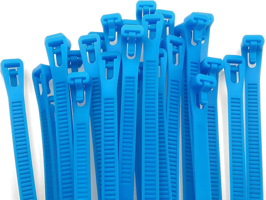 250 Pack 12 Inch Heavy Duty Reusable Zip Ties Blue – UV Resistant, 55 LBS Tensile Strength, Weatherproof Cable Ties for Outdoor, Industrial, and Harsh Environments