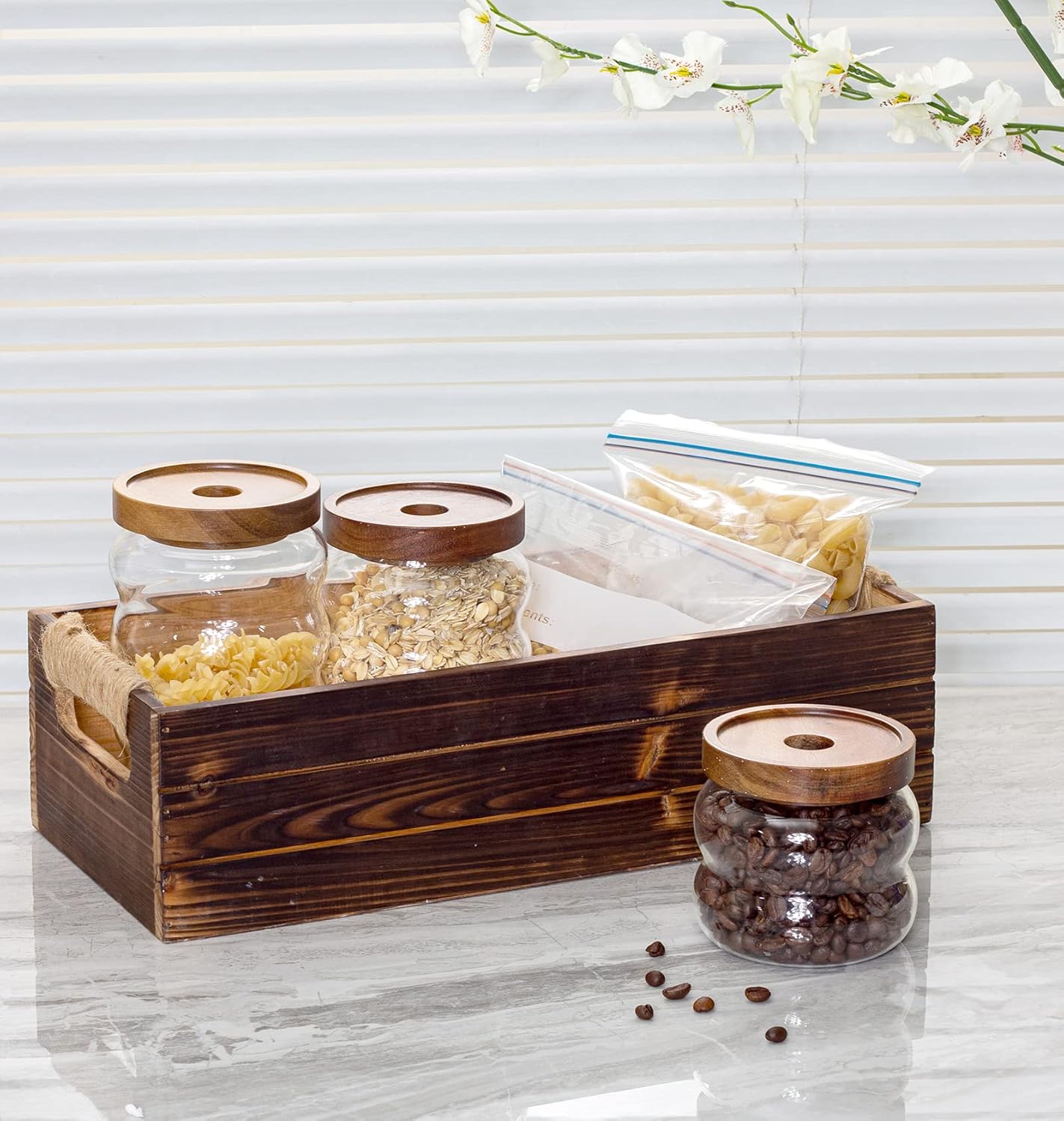 TIMRIS Rustic Wooden Toilet Paper Holder, Farmhouse Bathroom Decor, Tank Basket, Decorative Storage Container (Rustic Brown)