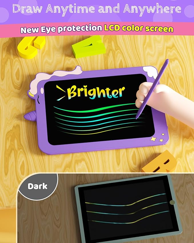 TEKFUN Birthday Gifts for Girls, 8.5inch Doodle Board, LCD Writing Tablet for Kids, Writing Pad Drawing Tablet, Travel Toys for 3 4 5 6 7 8 Year Old Boys Girls Birthday Christmas Gifts(Purple)