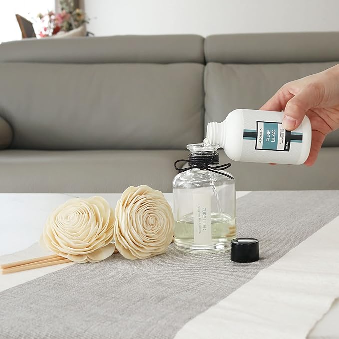 Aronica Twin Sola Diffuser - Lemon Lavender Fragrance, 160ml / 5.41 Floz, Flower Reed Diffusers Oil with Sticks for Aesthetic Home Bathroom Decor Citrus Scent for Bedroom