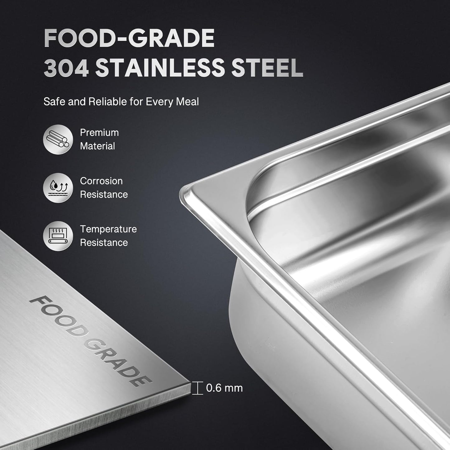 WILPREP 6 Pack Hotel Pans NSF Listed, 1/1 Size 4 in Deep Steam Table Pans with Lids, Food Grade Stainless Steel Hotel, 14.3 qt Catering Food Storage for Buffets Events Restaurants