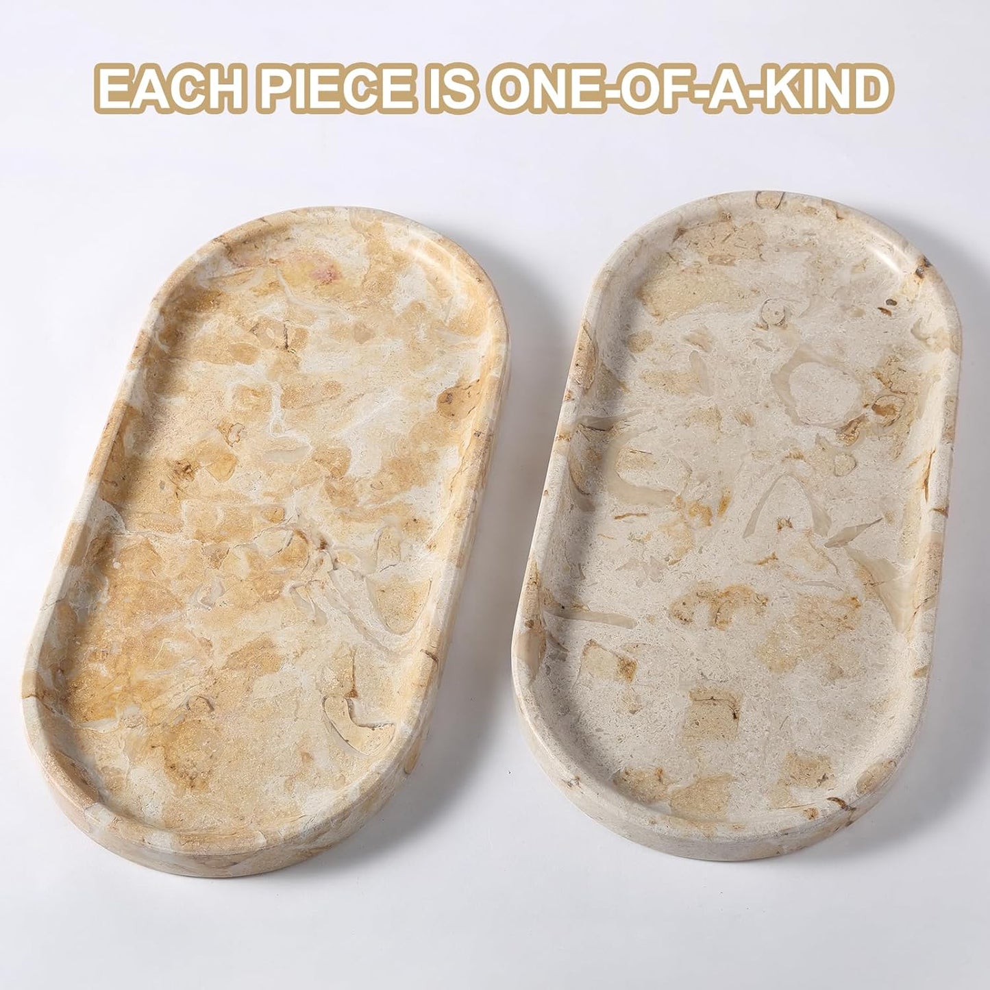 Koville Egypt Natural Marble Tray, 12"x6" Vanity Decorative Tray for Countertop Organizer, Catchall Tray for Perfume, Candles, Jewelry Dish