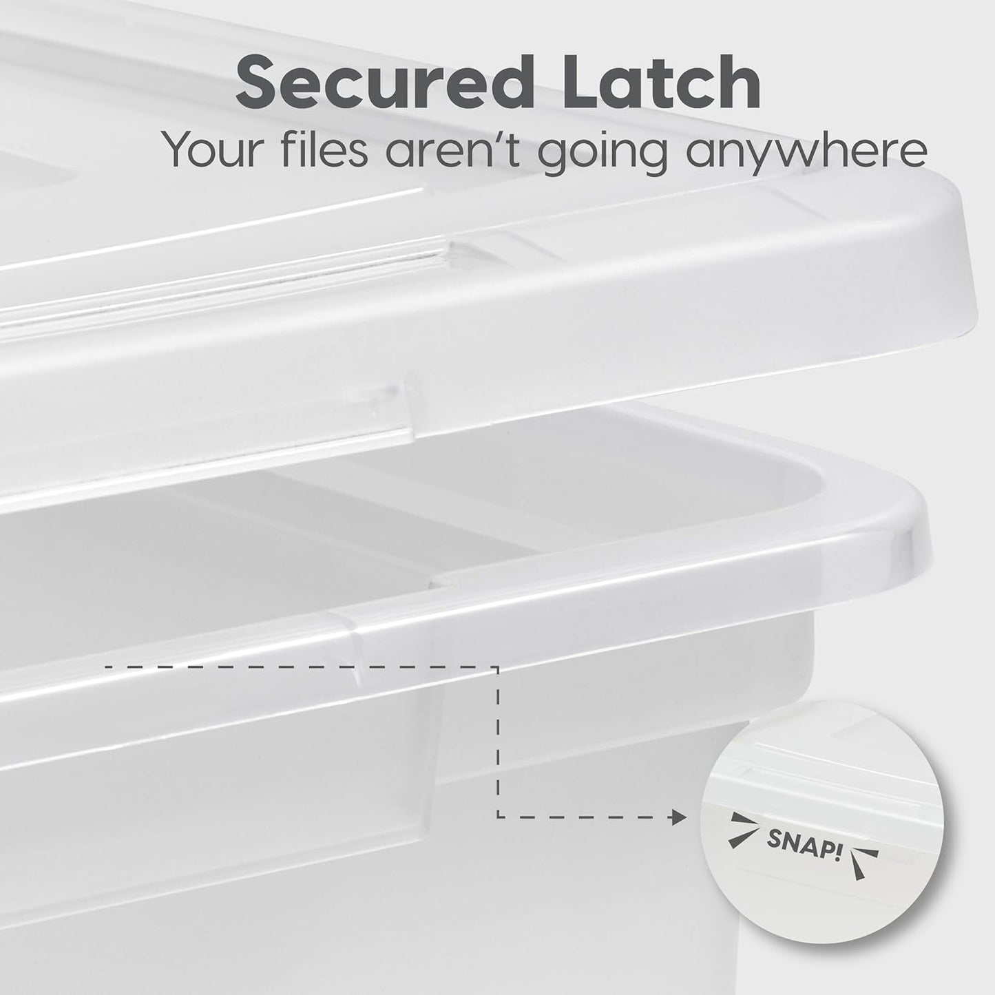 IRIS USA File Box, Plastic File Organizer with Lids for Letter/Legal File, Portable Document Box For Moving, Storage Bin with Durable and Secure Lid, Stackable Nestable BPA-Free, Pearl 35 Qt. 4 Pack