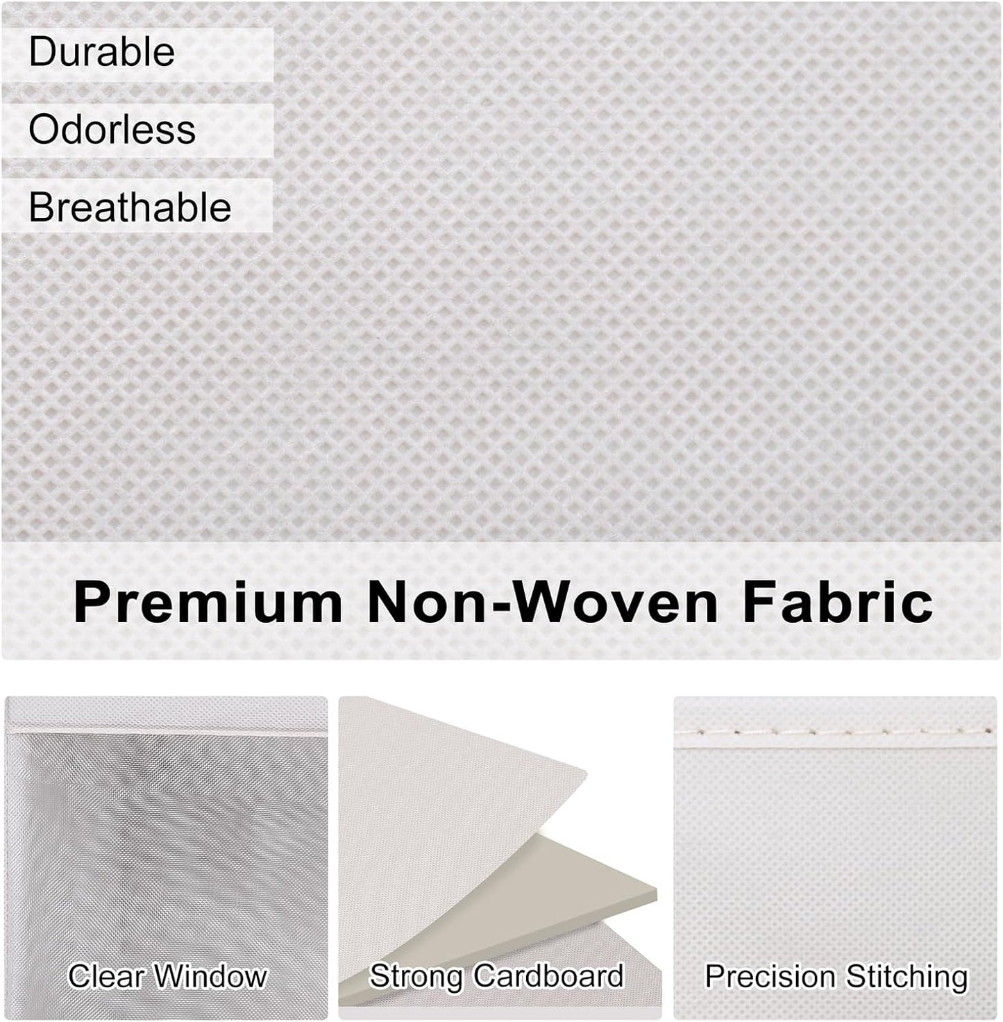 WUIKE 3 Pack Medium Storage Bins with Clear Window, Fabric Storage Bins for Home and Closet Organization, Beige