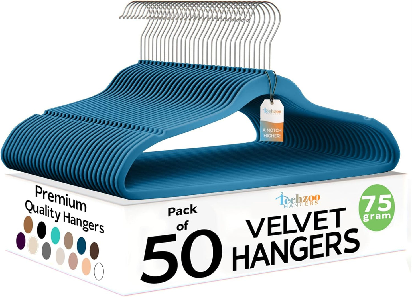 Premium Velvet Hangers 50 Pack Ultra Thin Non Slip Adult Felt Space Saving Slim Suit Hanger for Closet Heavy Duty Coat Pants Jackets Dress Hangers 360° Swivel Hook Hold Upto 10 lbs Blue
