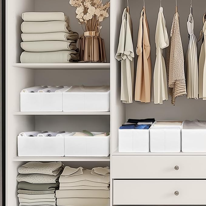 Criusia Drawer Organizer Clothes, 21 Pack Dresser Organizer for Baby Clothes, Underwear, Sock- Foldable Closet Organization and Storage Dividers Bins for Nursery, Bedroom (White)